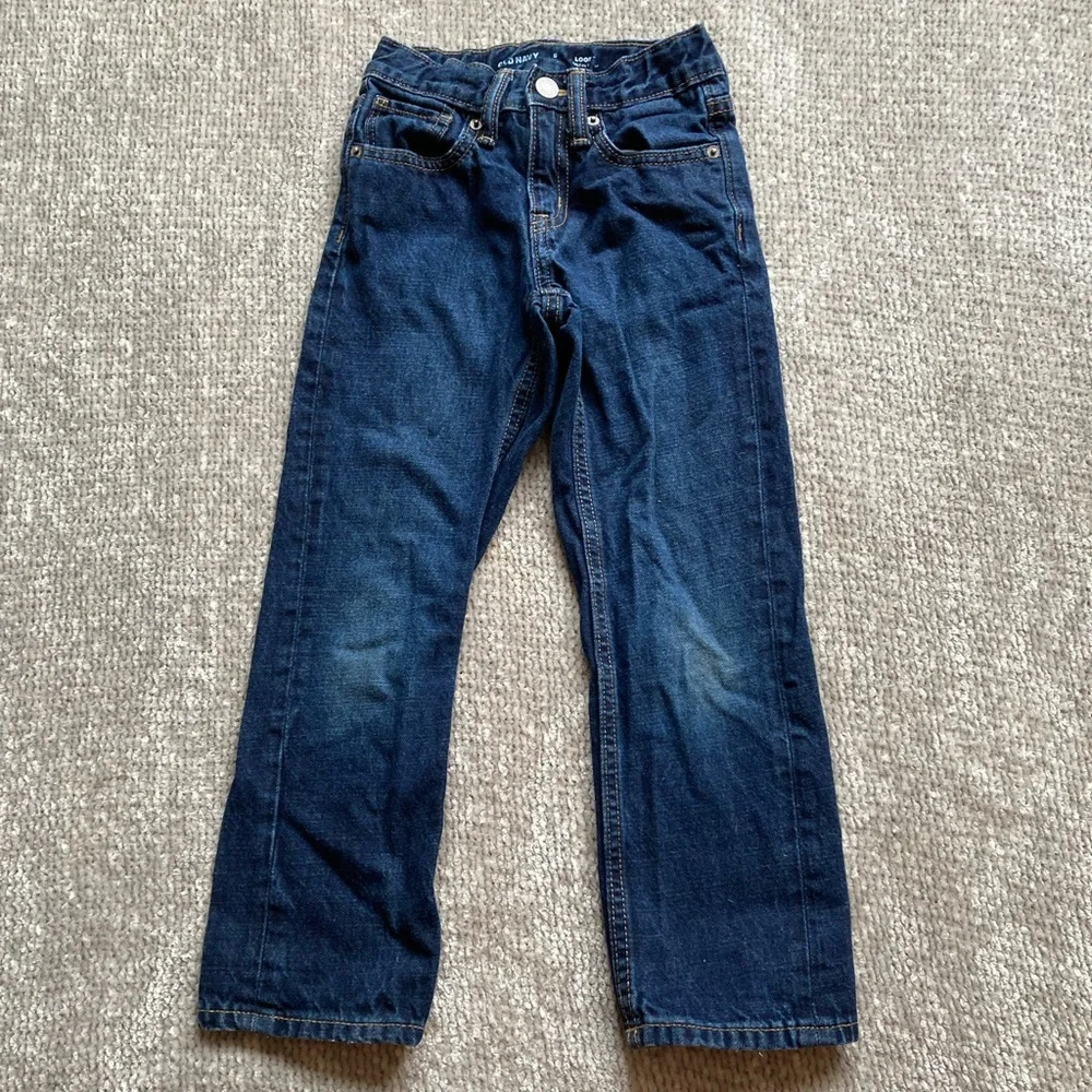 Old Navy Boys Slim Fit Jeans‎ Size 6 Adjustable Waist Dark Wash Denim